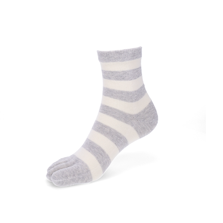 Bold Striped Cotton Toe Quarter Socks - LightGrey (WOMEN)