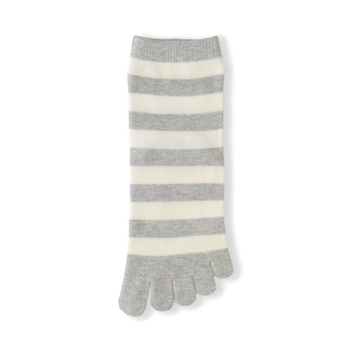 Bold Striped Cotton Toe  Quarter Socks