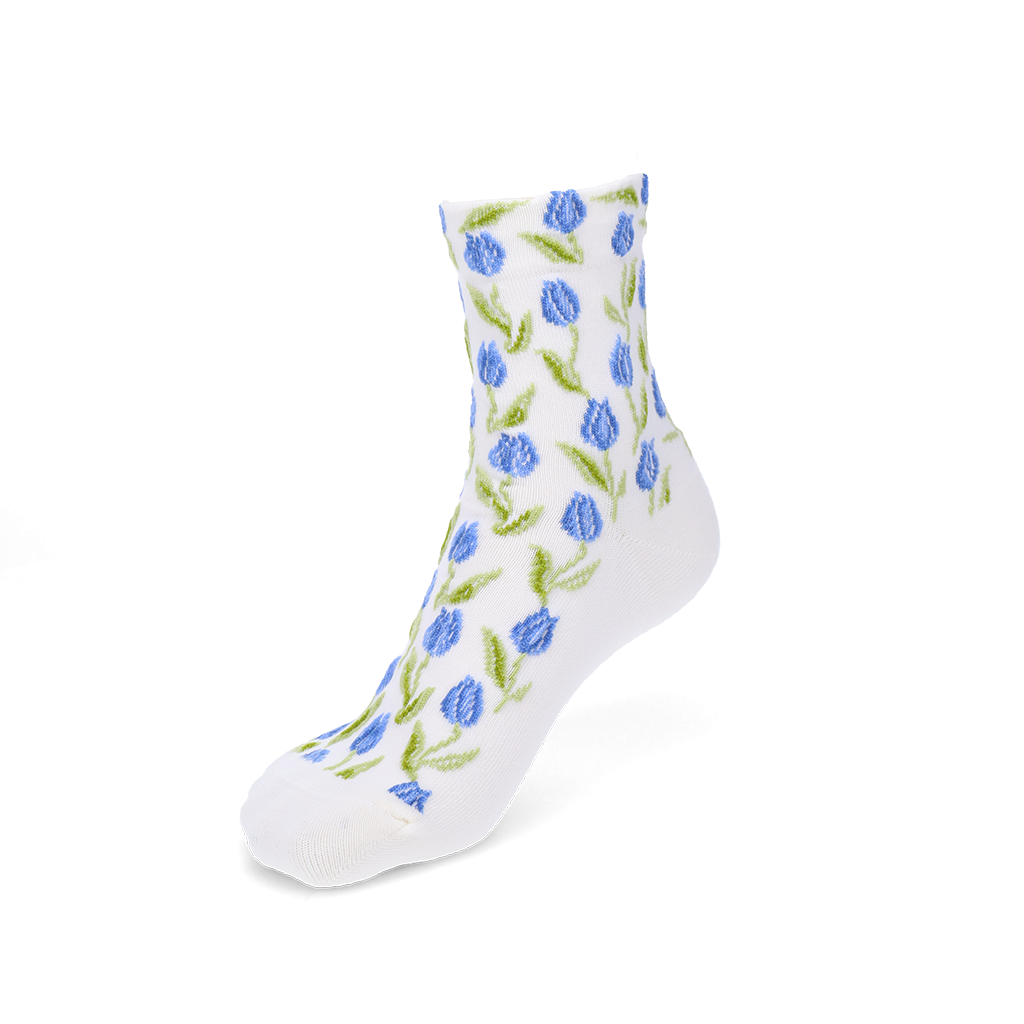 Float Tulip Cotton Quarter Socks - Blue (WOMEN)