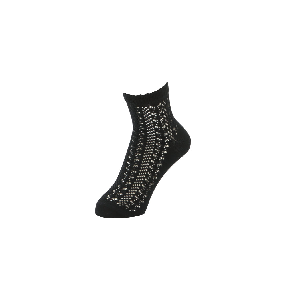 Irmack Mesh Short Crew Socks - Black (WOMEN)