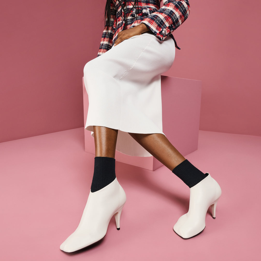 Silk Toe Bicolor Ribbed Quarter Socks - Black (WOMEN)