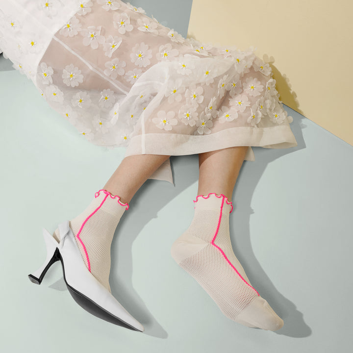 Mellow-Trim Dry Mesh Quarter Socks - Ivory (WOMEN)