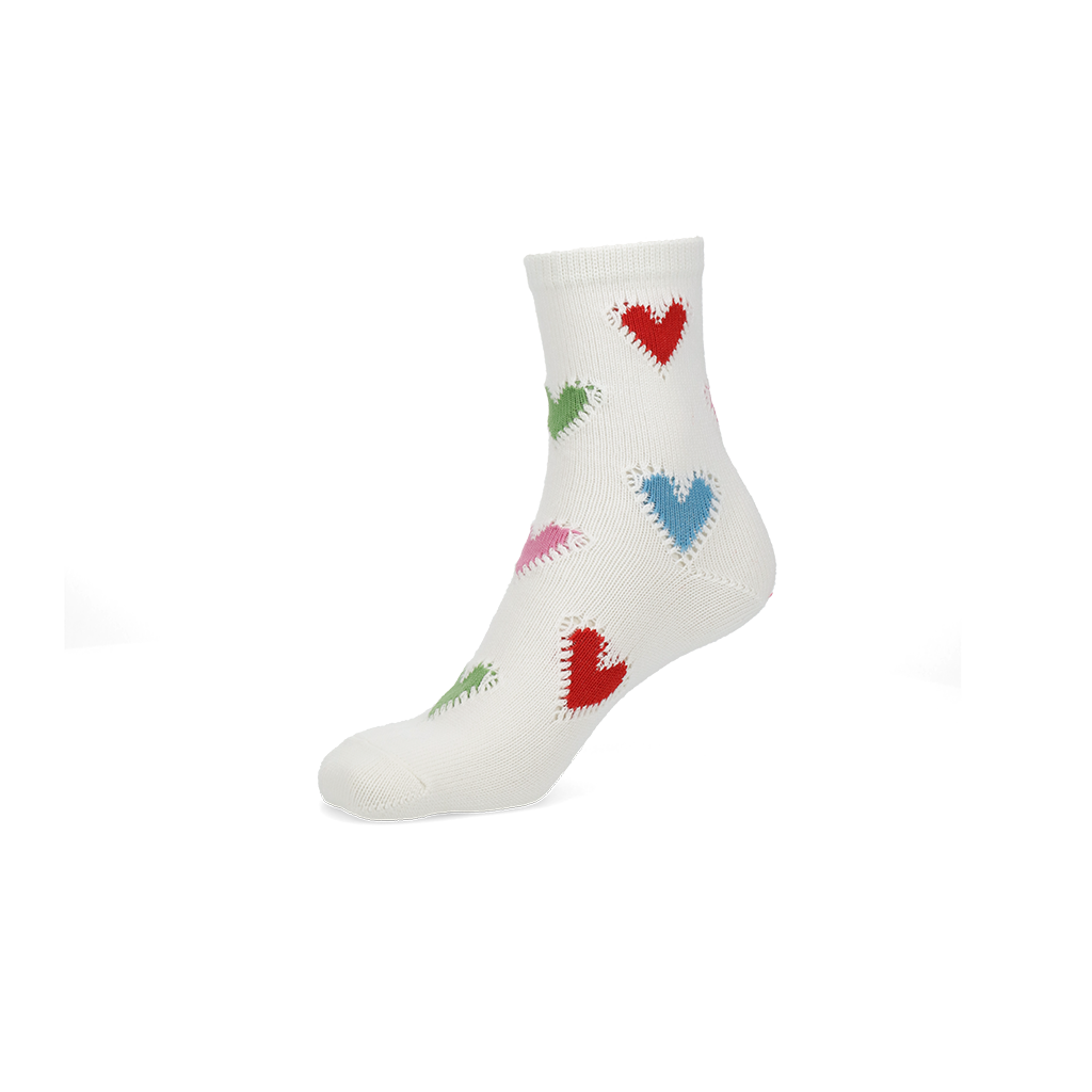 Crochet Heart Cotton  Crew Socks