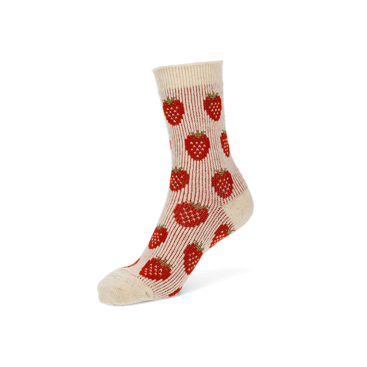 Jacquard Strawberry Merino  Crew Socks