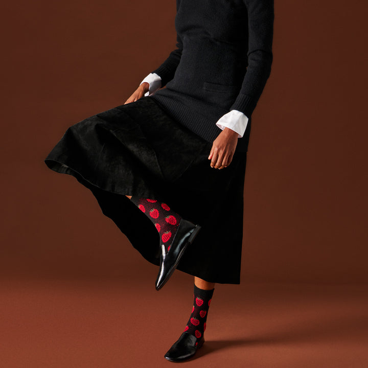 Jacquard Strawberry Merino  Crew Socks