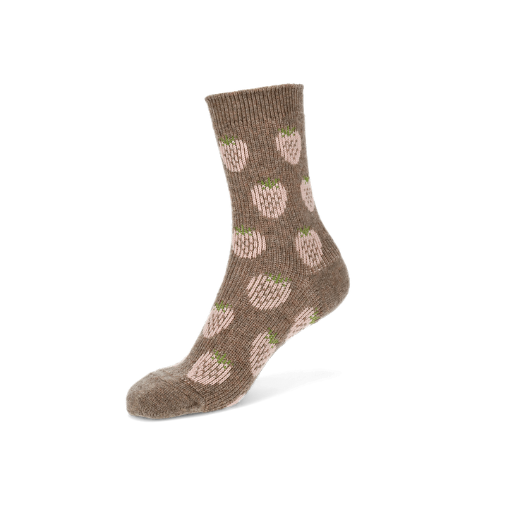 Jacquard Strawberry Merino  Crew Socks
