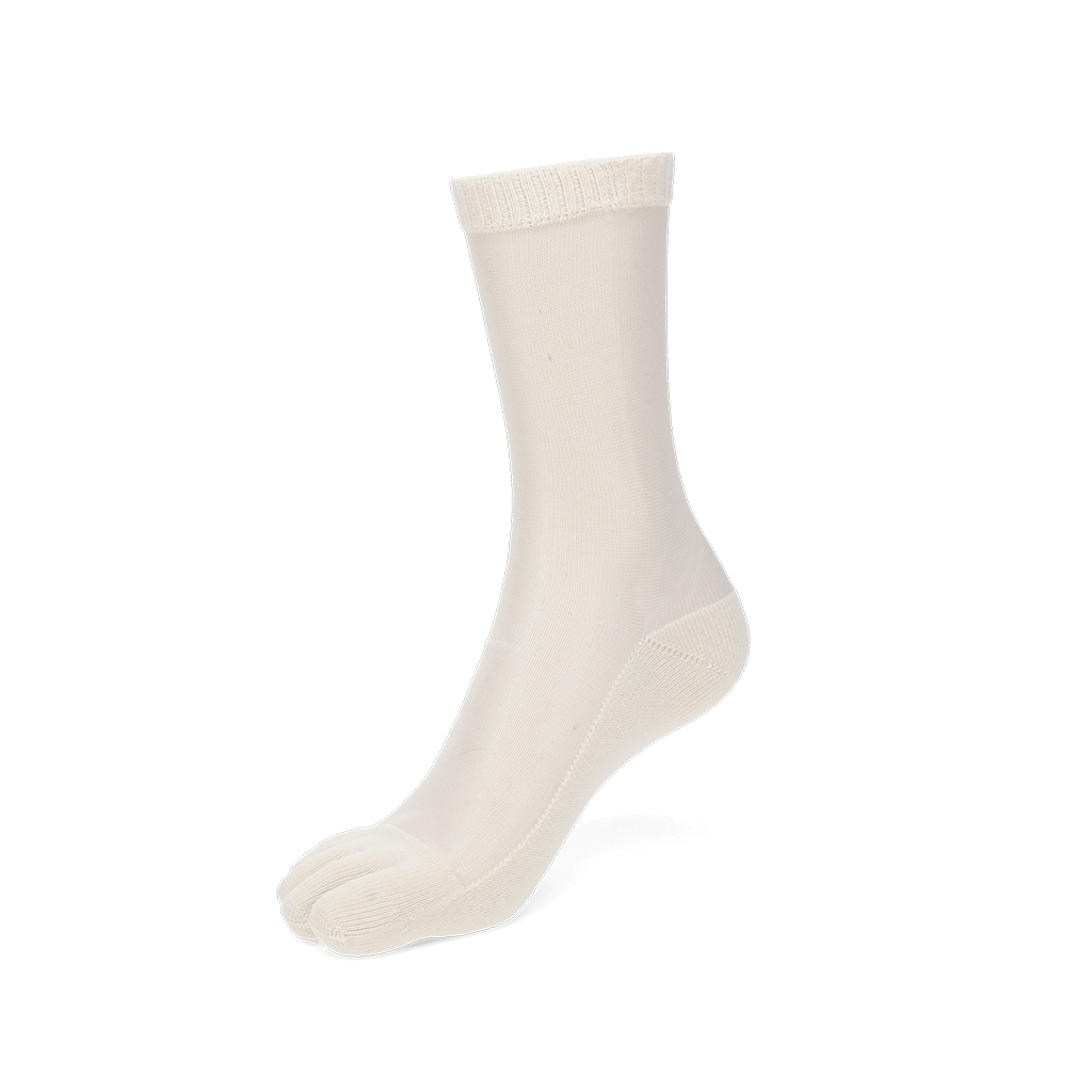Two-Tone Toe Crew Socks - White (WOMEN)
