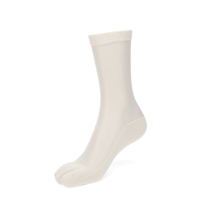 Two-Tone Toe Crew Socks - White (WOMEN)