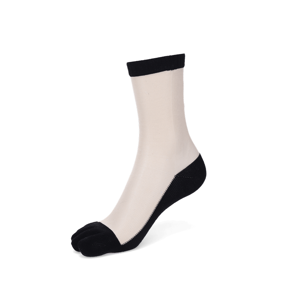 Two-Tone Toe Crew Socks - Black (WOMEN)