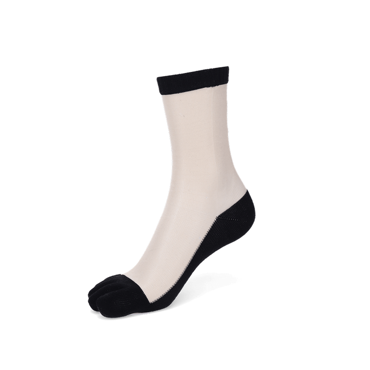 Two-Tone Toe Crew Socks - Black (WOMEN)