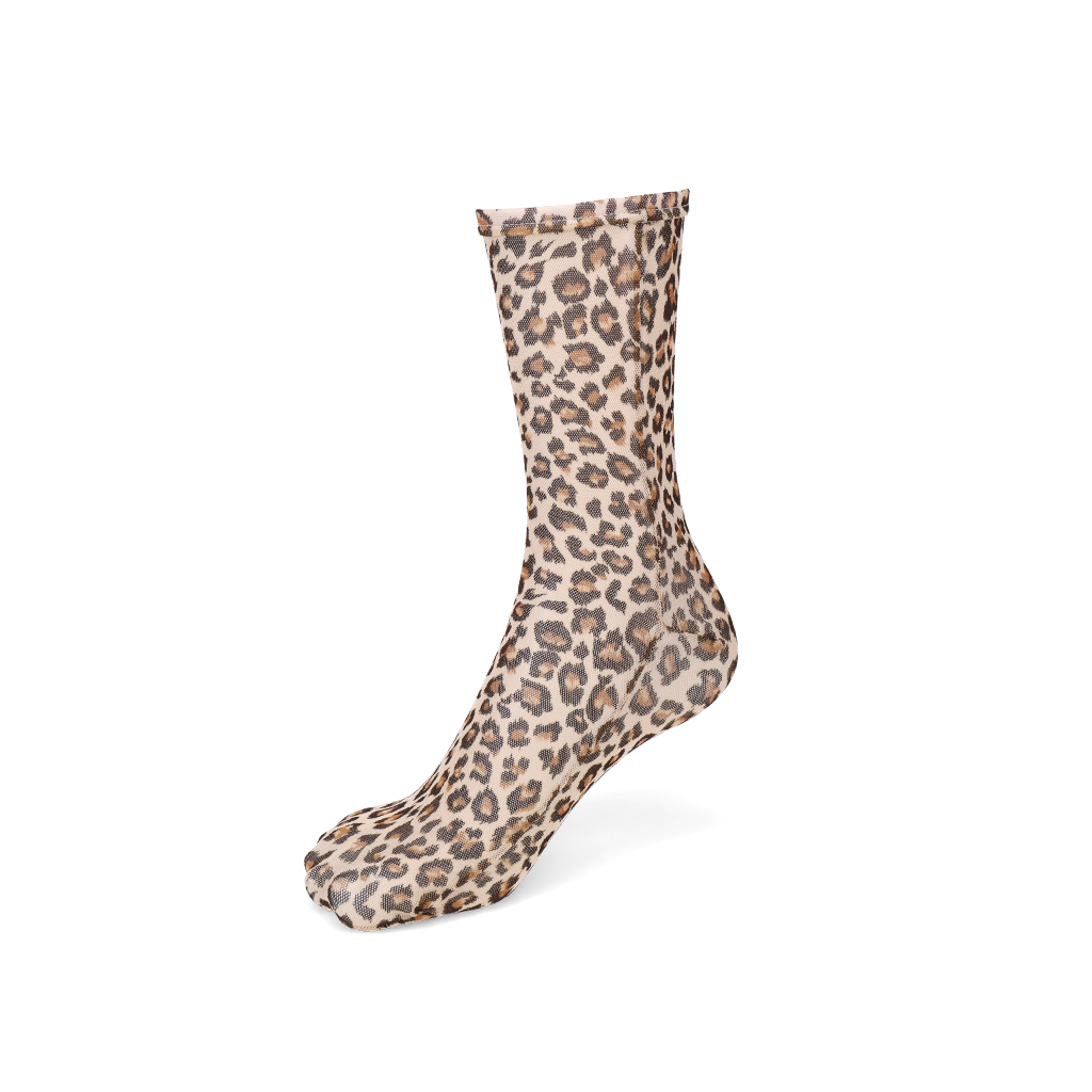Leopard Tulle Crew Socks - Ivory (WOMEN)