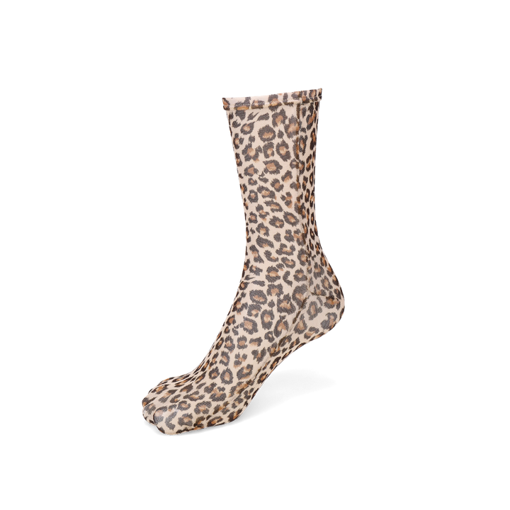 Leopard Tulle Crew Socks - Ivory (WOMEN)