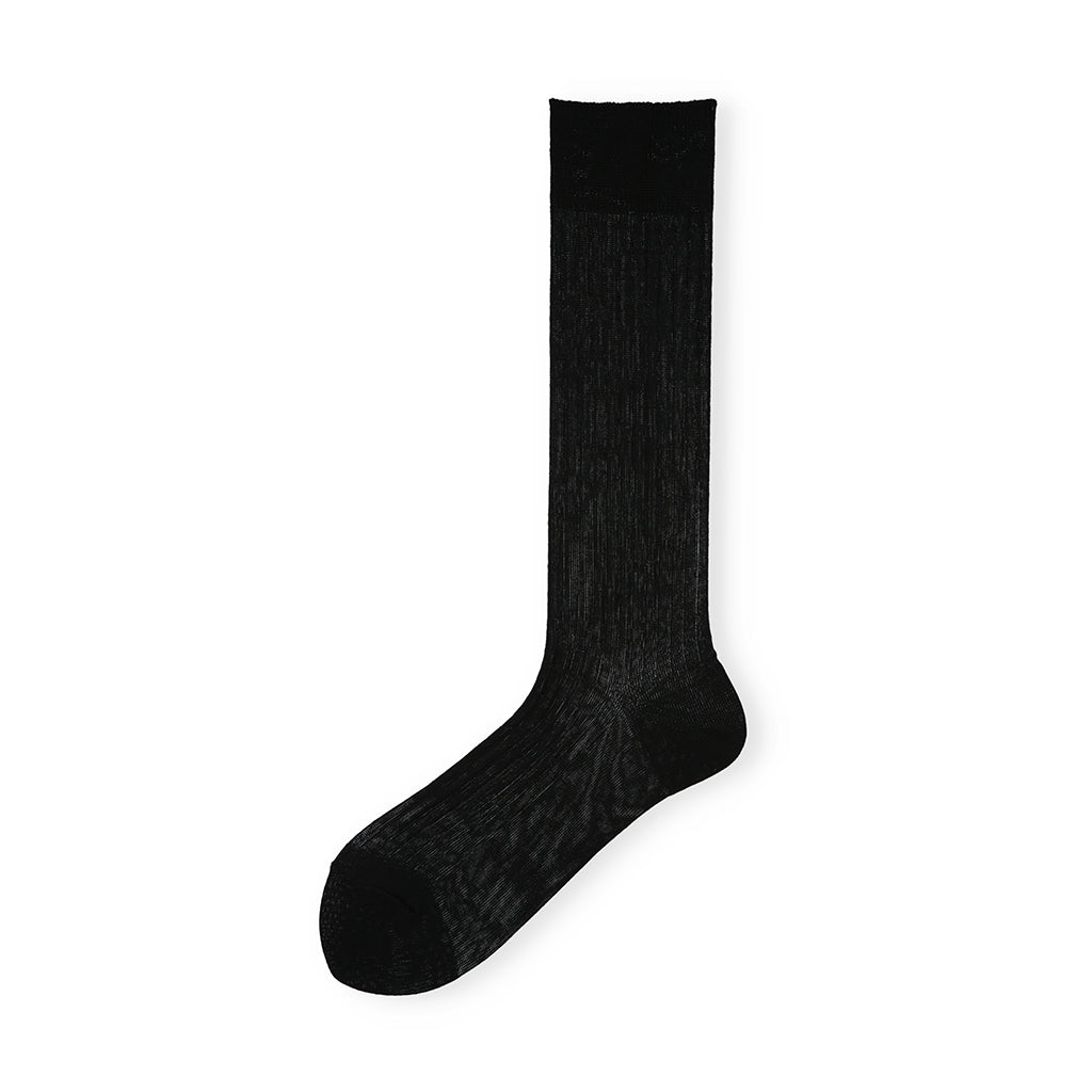 Sheer Cotton Crew Socks - Black (WOMEN)