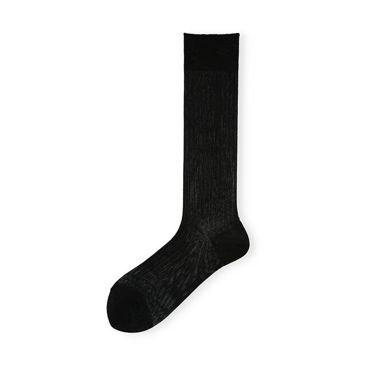 Sheer Cotton Crew Socks - Black (WOMEN)