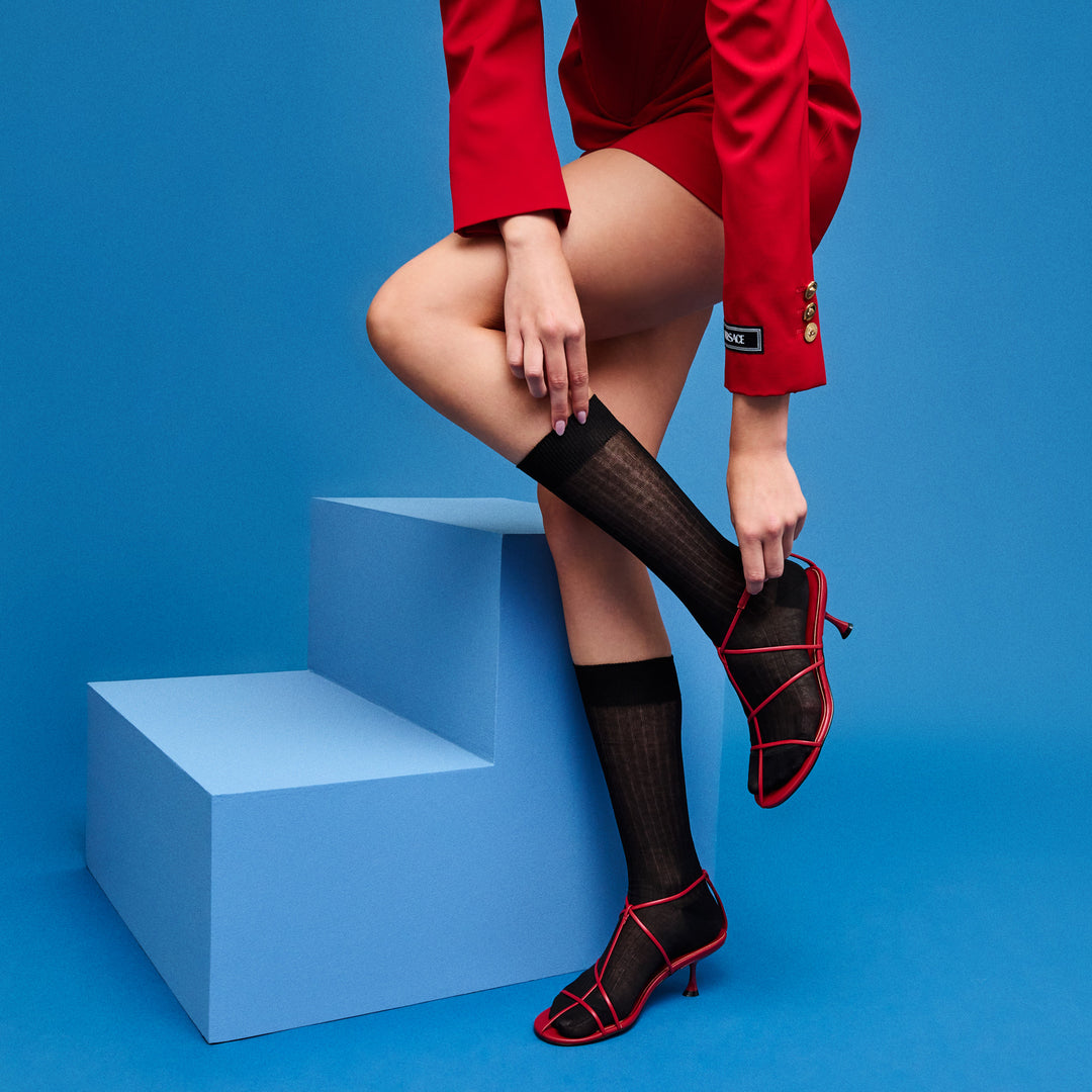 Sheer Cotton Crew Socks - Black (WOMEN)