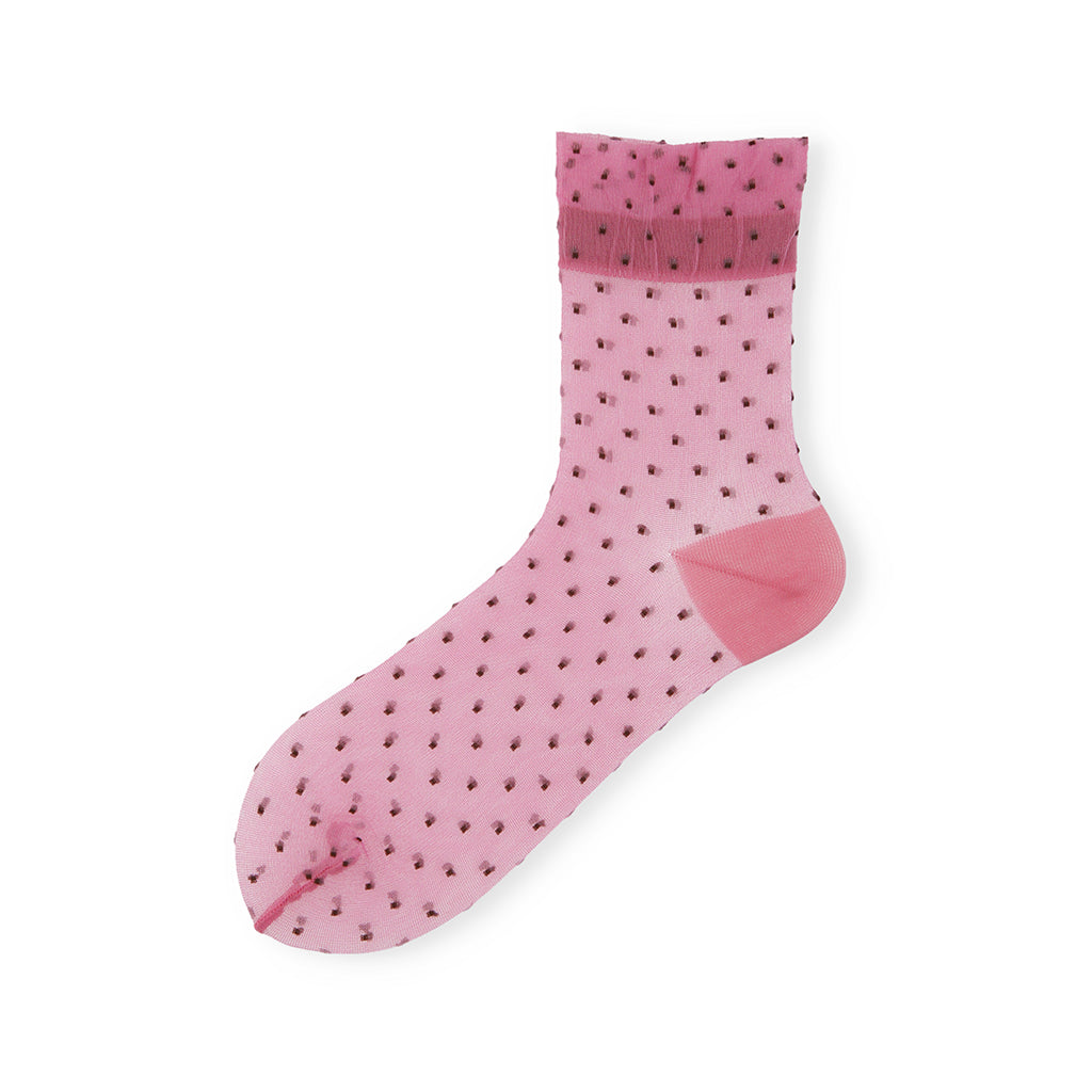 Pin Dot Short Crew Socks - Pink