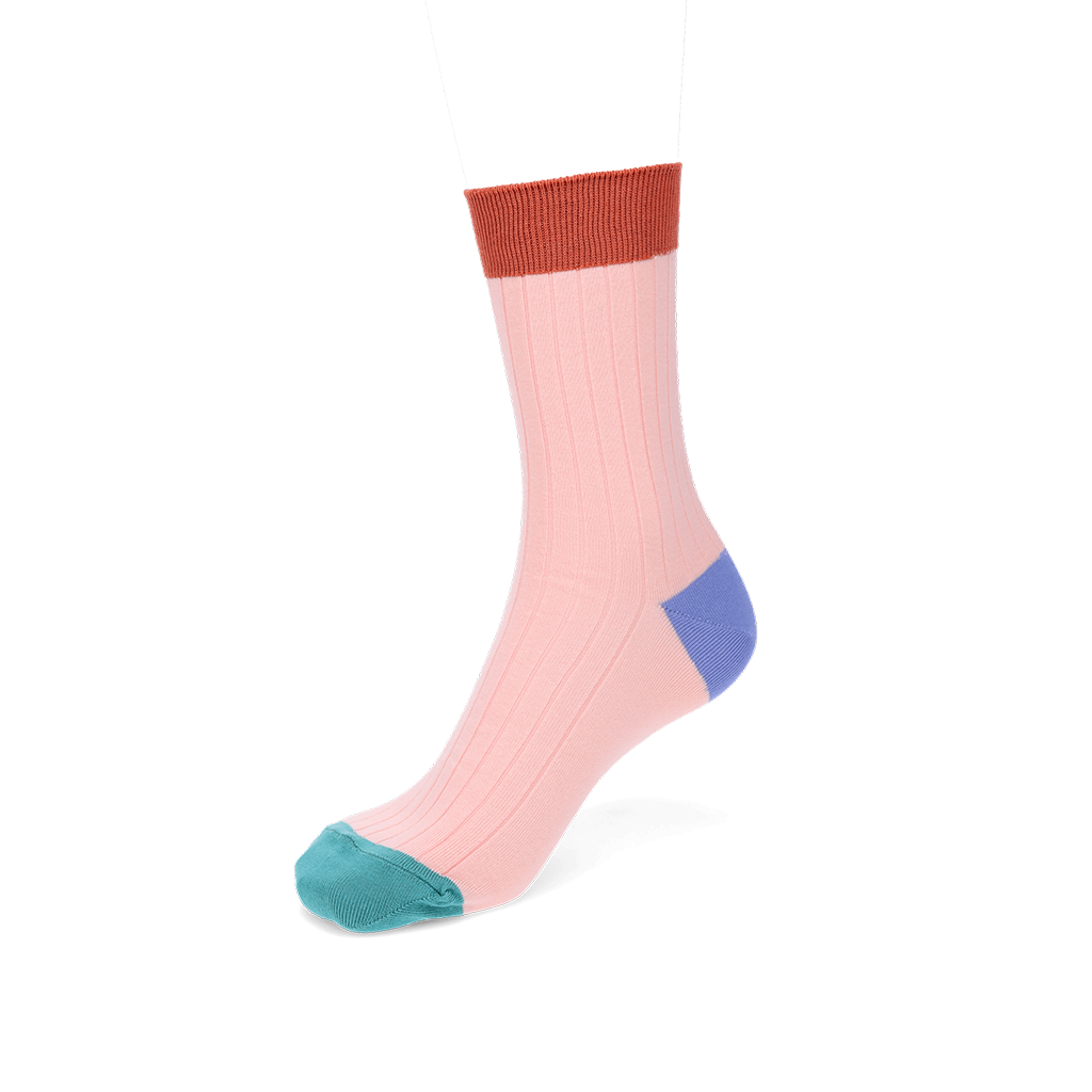 Quattro Colored Cotton Crew Socks - Pink