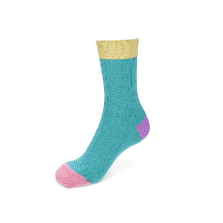Quattro Colored Cotton Crew Socks - BlueGreen
