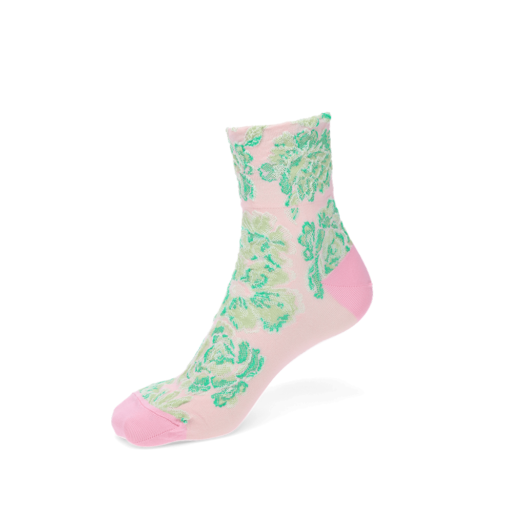 Float Fleur Silky Cotton Crew Socks - Pink (WOMEN)