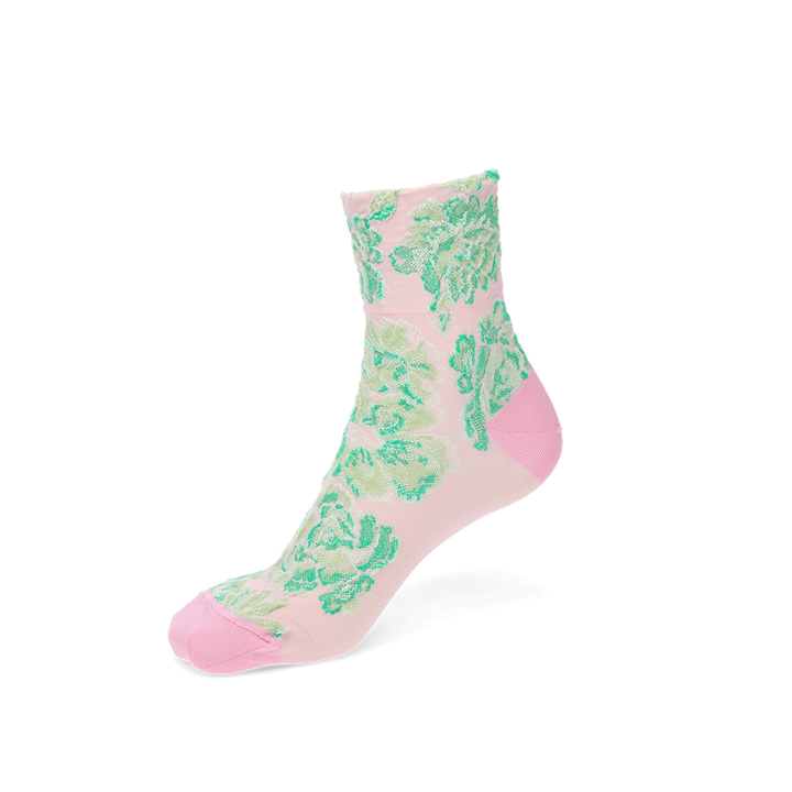 Float Fleur Silky Cotton Crew Socks - Pink (WOMEN)