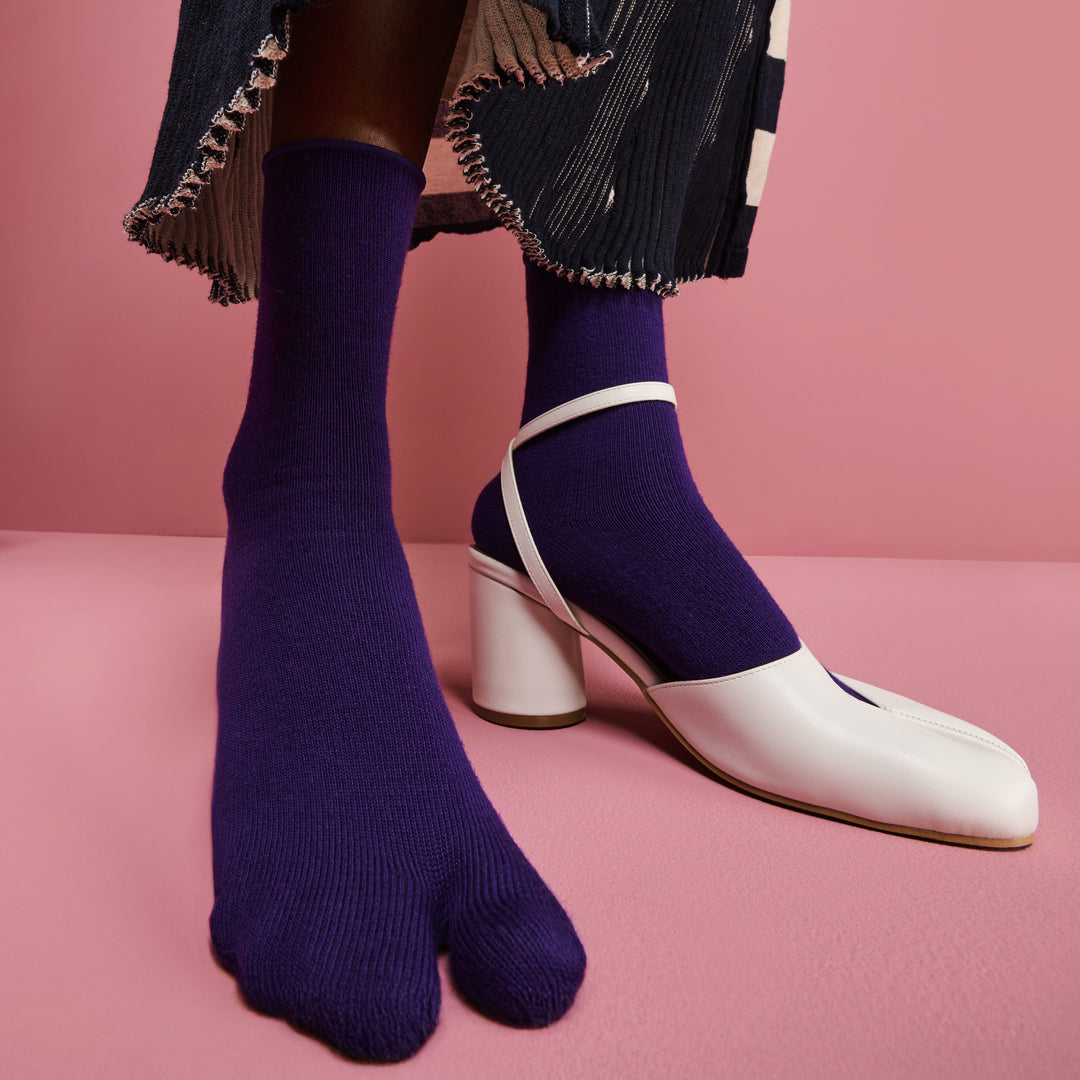 Super Extra Fine Merino Tabi Crew Socks - Purple (WOMEN)