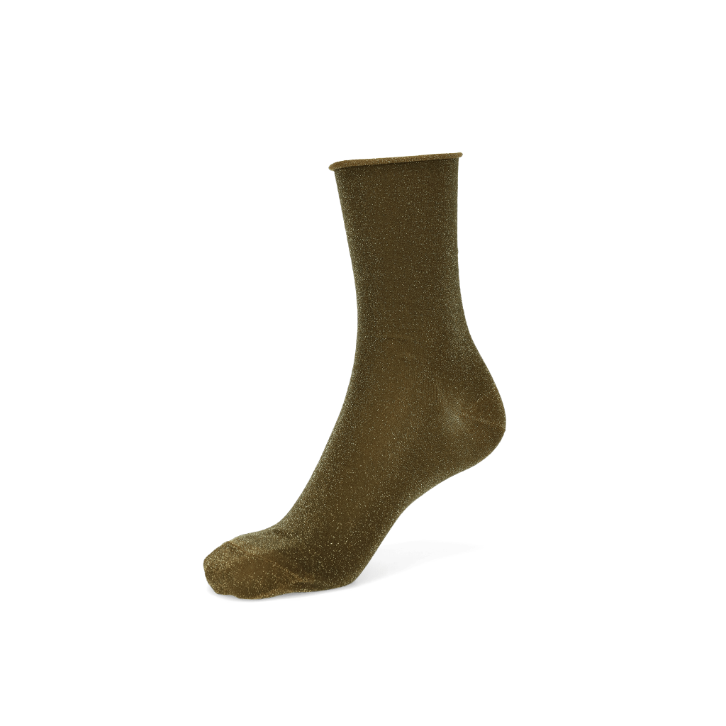 Soft Lamé Semi-Sheer  Crew Socks