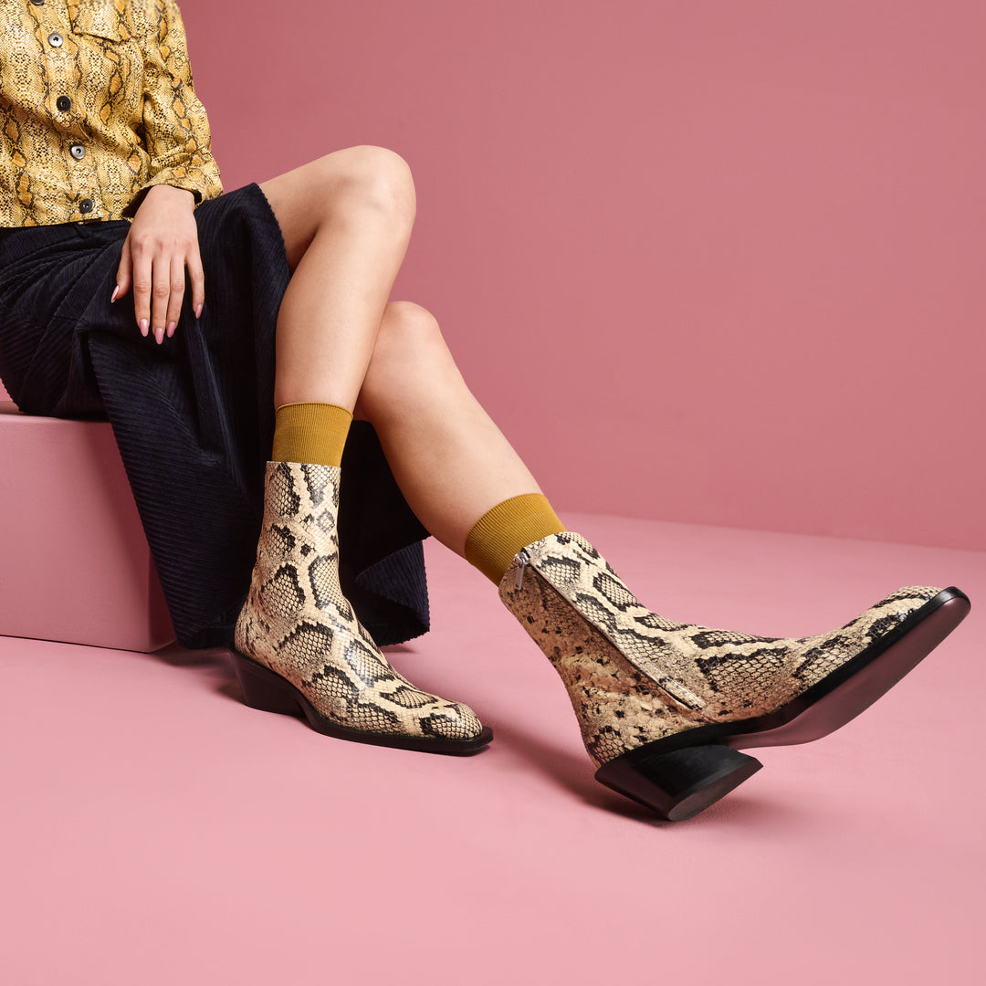 Premium Suvin Gold Cotton Crew Socks - YellowBrown (WOMEN)