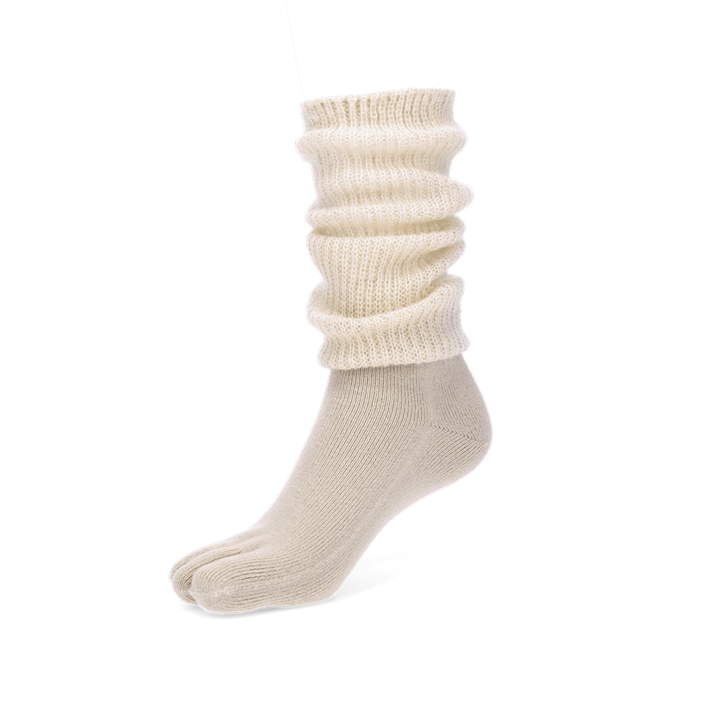 Merino Leg Warmer Toe Socks - Beige