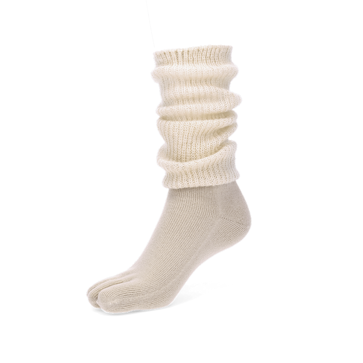 Merino Leg Warmer Toe Socks - Beige