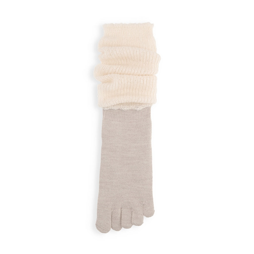 Merino Leg Warmer Toe Socks - Beige