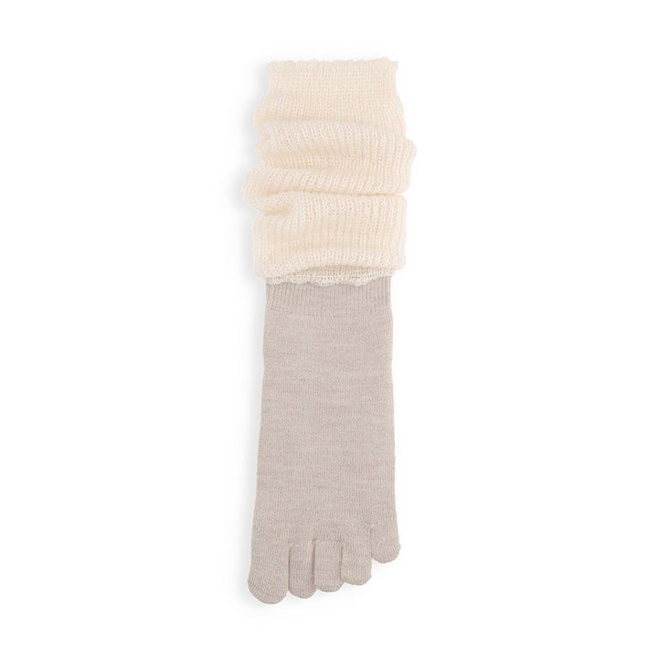Merino Leg Warmer Toe Socks - Beige