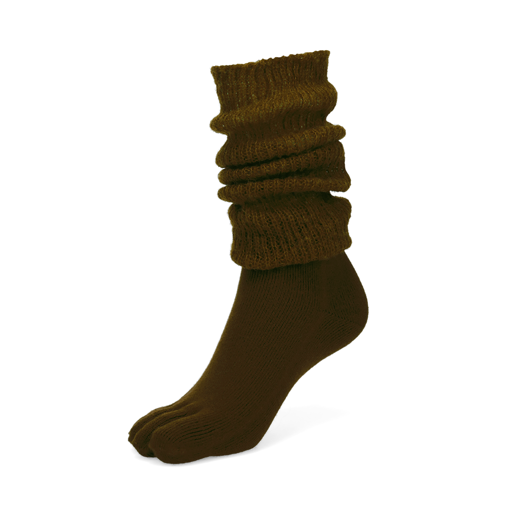 Merino Leg Warmer Toe Socks - DarkBrown