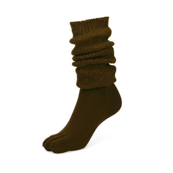 Merino Leg Warmer Toe Socks - DarkBrown