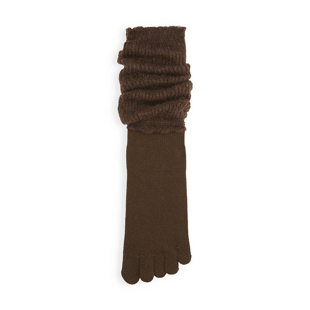Merino Leg Warmer Toe Socks - DarkBrown