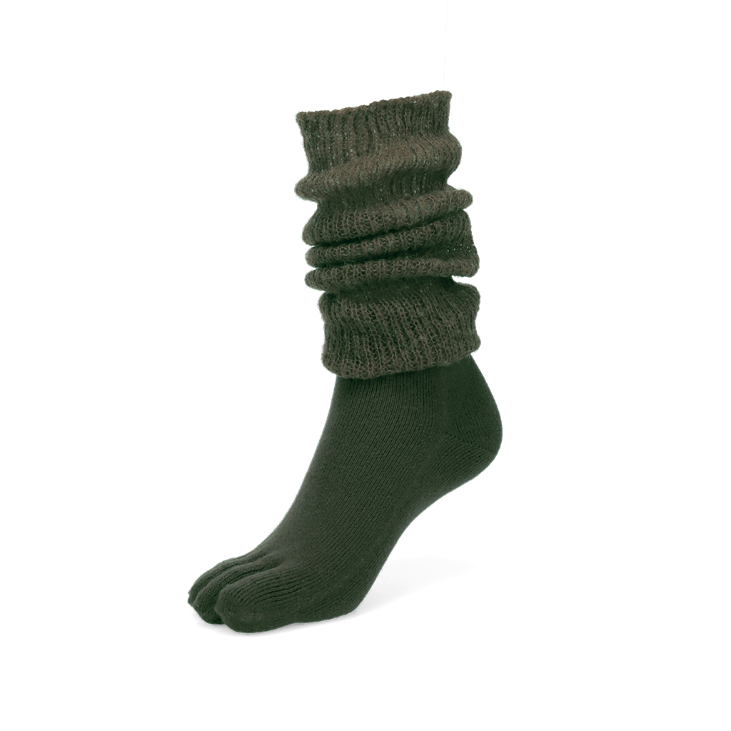 Merino Leg Warmer Toe Socks - DarkGreen
