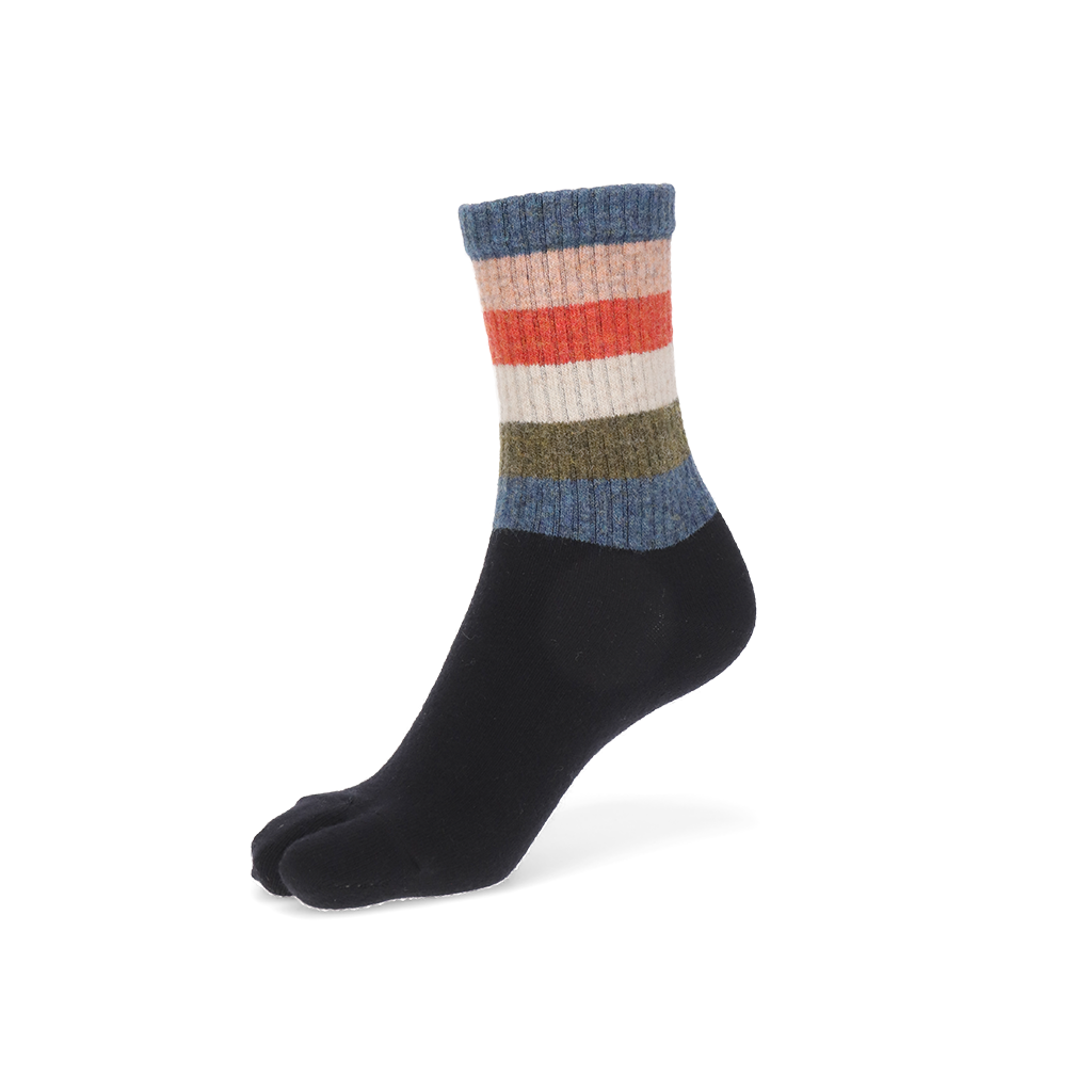 Striped Extra Fine Merino Tabi  Crew Socks