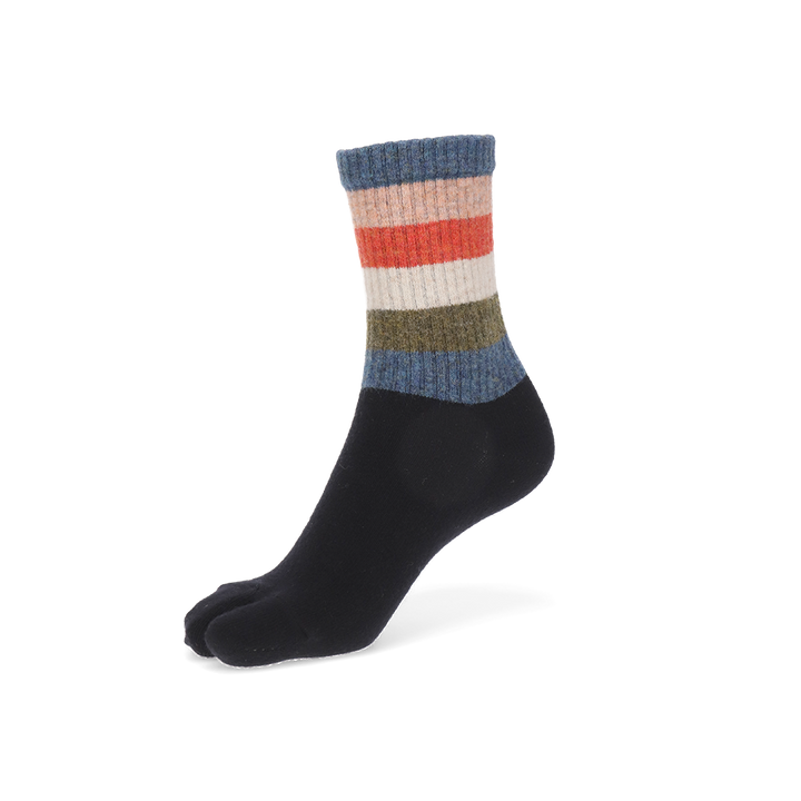 Striped Extra Fine Merino Tabi  Crew Socks