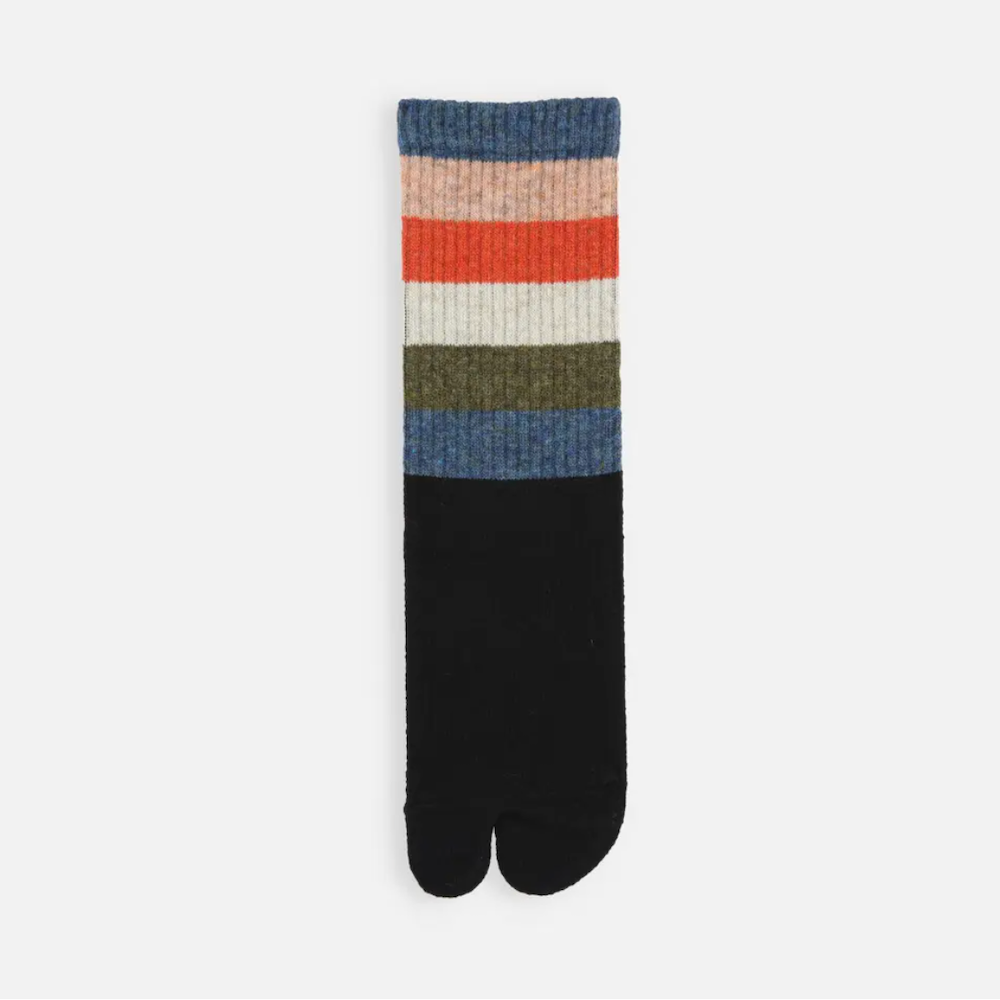 Striped Extra Fine Merino Tabi  Crew Socks