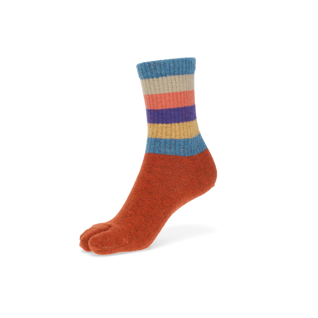 Striped Extra Fine Merino Tabi  Crew Socks