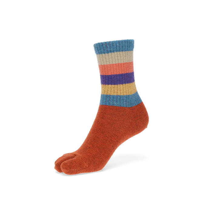 Striped Extra Fine Merino Tabi  Crew Socks