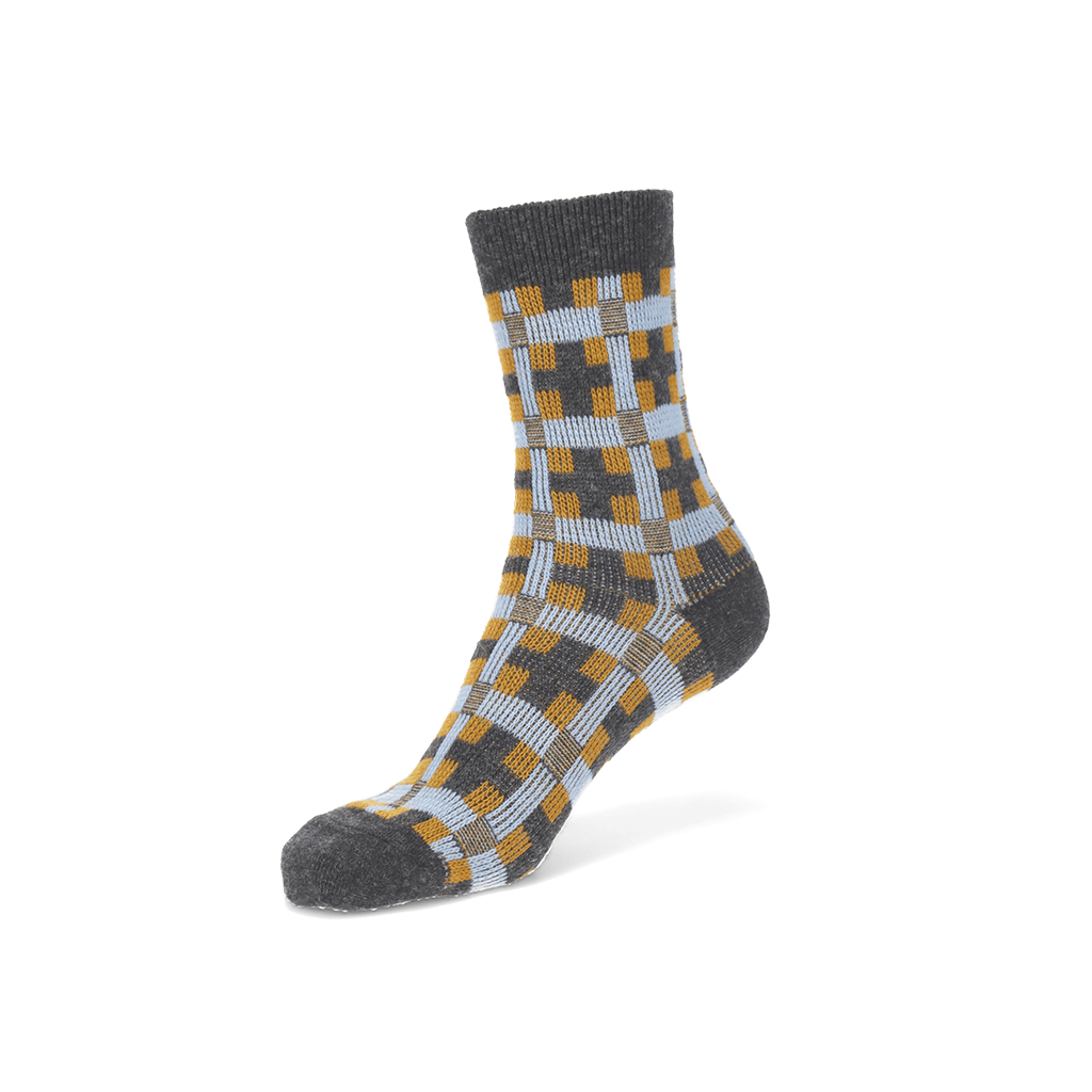 Jacquard Modern Plaid Crew Socks - DimGrey
