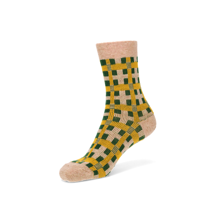 Jacquard Modern Plaid Crew Socks - CoralPink