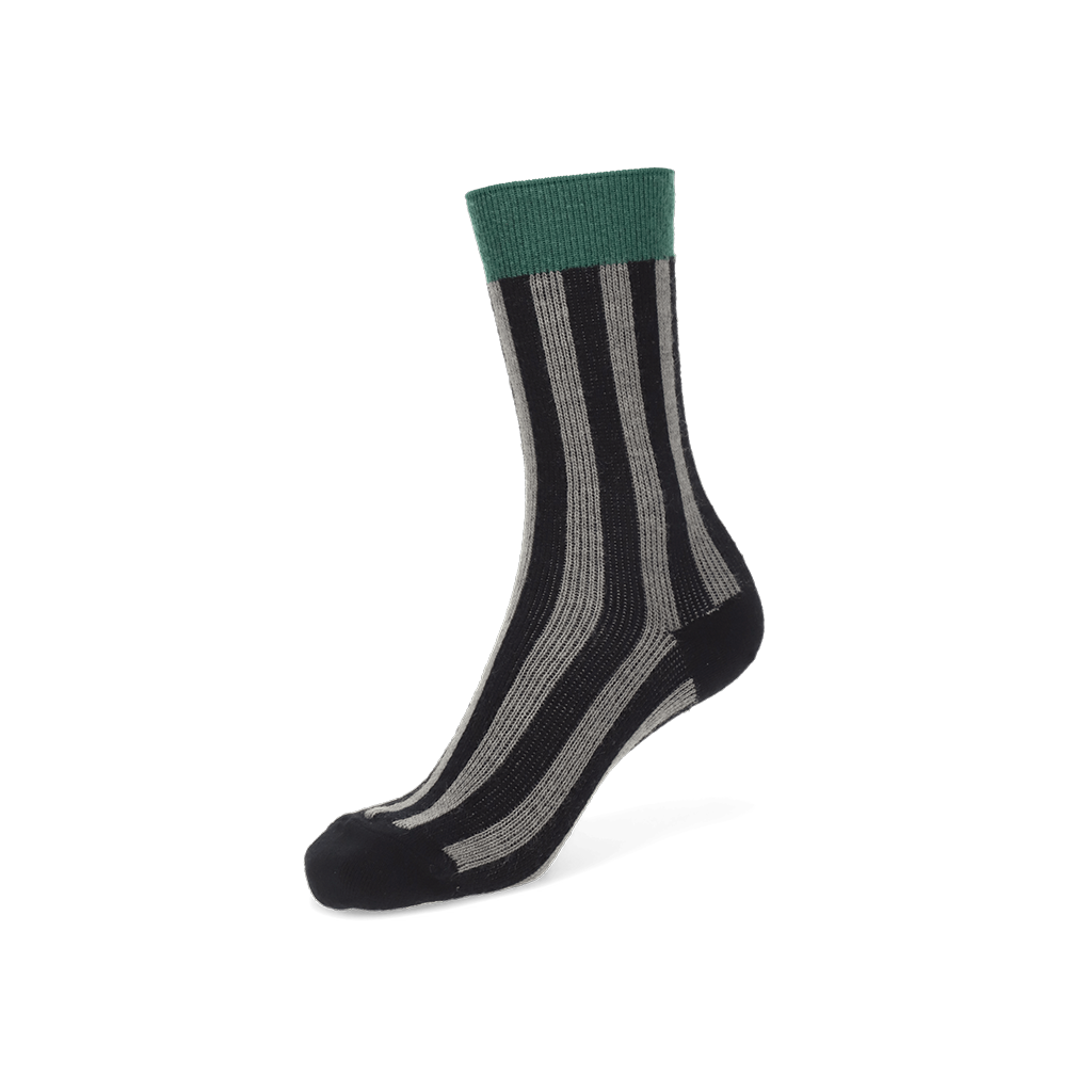 Jacquard Stripe Crew Socks - Black