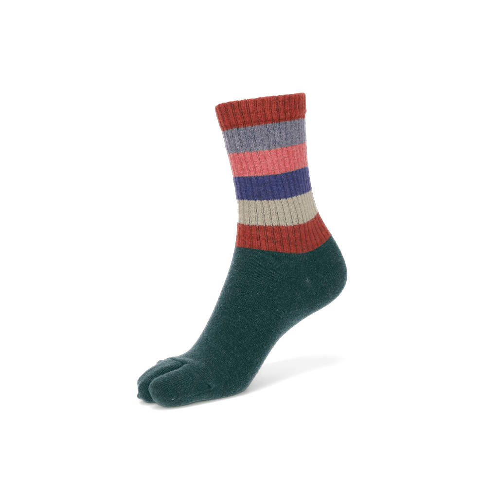 Striped Extra Fine Merino Tabi  Crew Socks