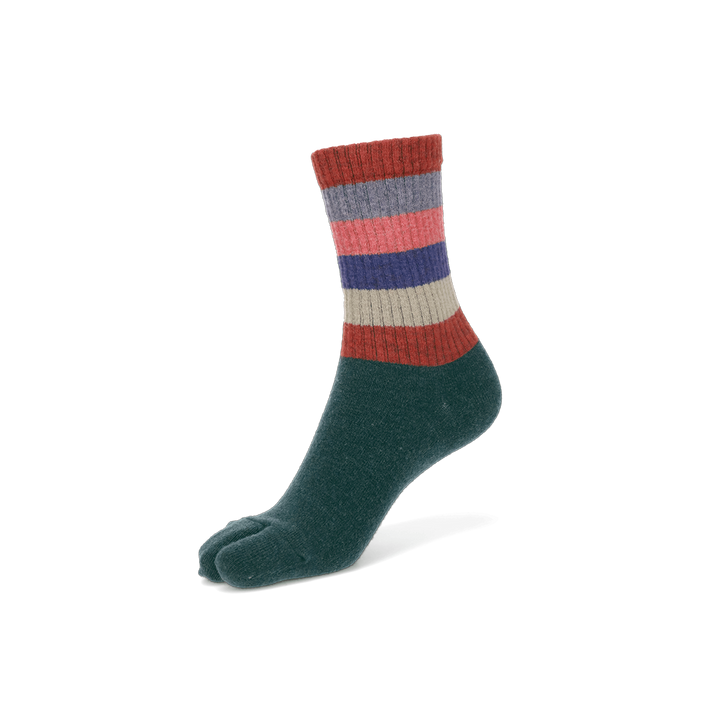 Striped Extra Fine Merino Tabi  Crew Socks