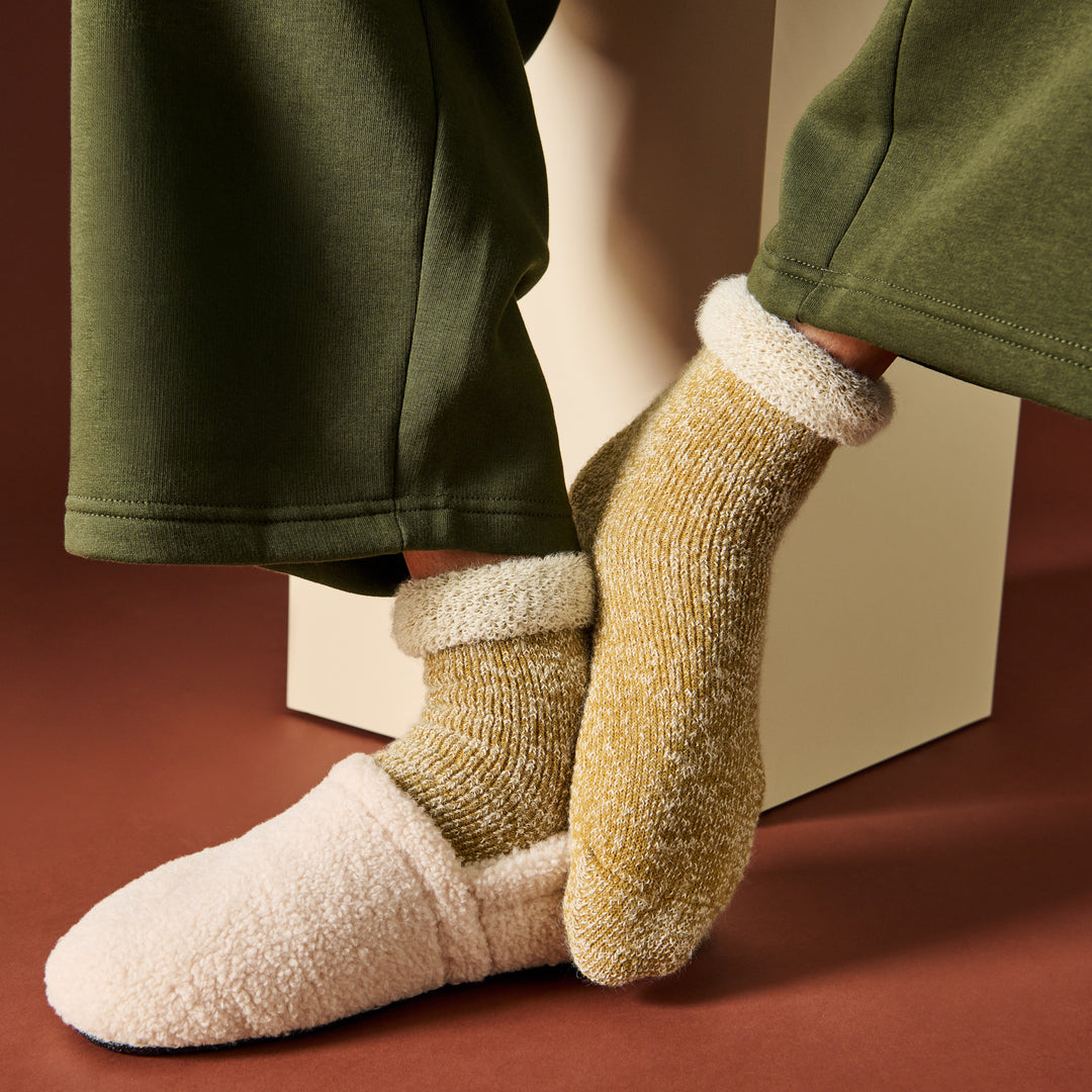 Extremely Warm Alpaca-Merino Lounge Socks - YellowBrown