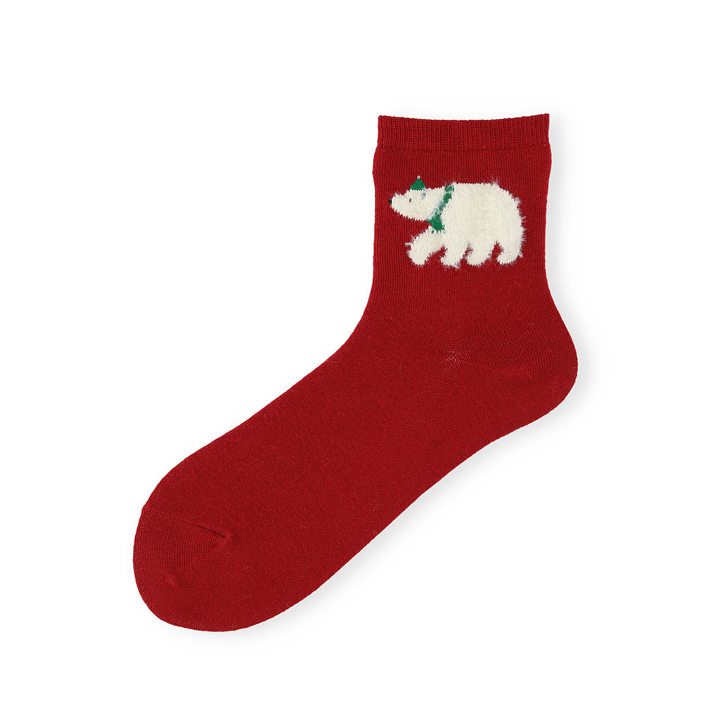 Fluffy Animal Socks - Red
