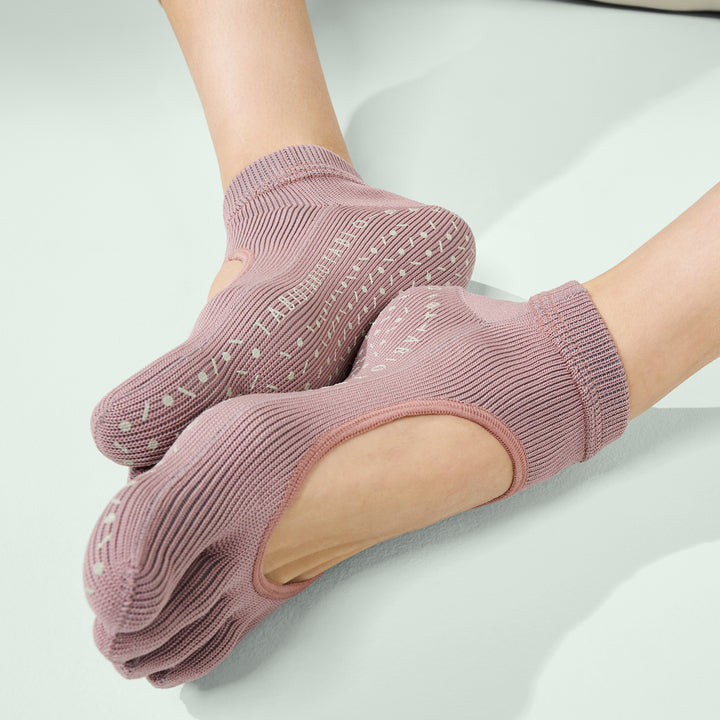 Dry-Touch Wellness Open-Instep Toe Ankle Socks - DullPink (WOMEN)