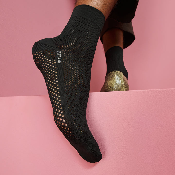 Full-Mesh Quarter Socks - Black (MEN)