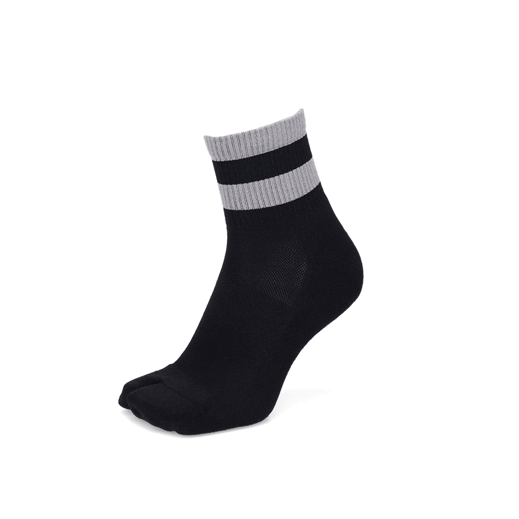 Striped Washi Tabi Quarter Socks - Black (MEN)